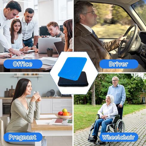 2 Pack Gel Seat Cushion,1.8 Inch Thicken Soft Wheelchair Cushions, Pressure Relief Seat Cushions for Back Pain,Sciatica,Tailbone Pain,Gel Cushion with Non-Slip Cover for Long Sitting,Office,Car,Trips in Saudi Arabia