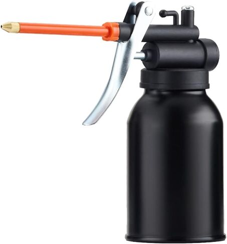 Metal Pump oiler Can with 2 Spout，Hand Pump Oil Can injector for Car Bike Machine-Black in Saudi Arabia