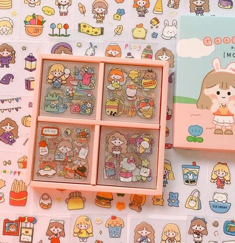 جمالية لطيف زجاجات مياه الكمبيوتر المحمول يوميات حساب اليد سجل القصاصات الحيوانية مخطط يومي للملصقات صغيرة الحجم Kawaii الشارات لمخطط DIY والأطفال المراهقين ألبومات التقويم ملصقات سجل القصاصات الديكور in Kuwait