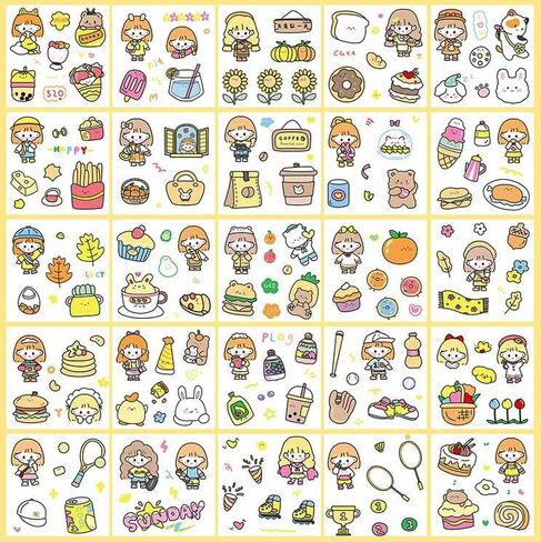 جمالية لطيف زجاجات مياه الكمبيوتر المحمول يوميات حساب اليد سجل القصاصات الحيوانية مخطط يومي للملصقات صغيرة الحجم Kawaii الشارات لمخطط DIY والأطفال المراهقين ألبومات التقويم ملصقات سجل القصاصات الديكور in Kuwait