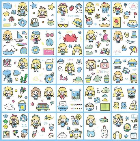 جمالية لطيف زجاجات مياه الكمبيوتر المحمول يوميات حساب اليد سجل القصاصات الحيوانية مخطط يومي للملصقات صغيرة الحجم Kawaii الشارات لمخطط DIY والأطفال المراهقين ألبومات التقويم ملصقات سجل القصاصات الديكور in Kuwait