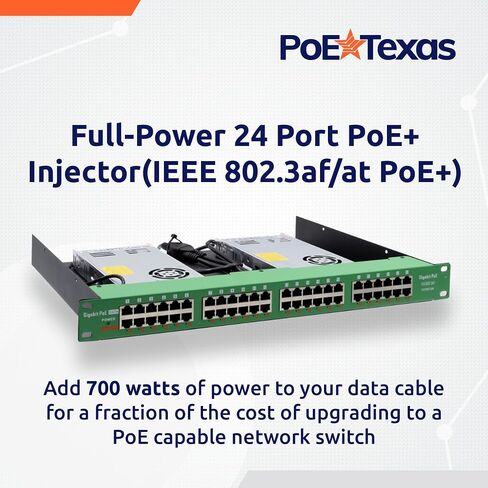PoE Texas 24 Multi Port IEEE 802.3at PoE+ Injector - Get Full PoE+ On Every Port - Total 700 watt Power - 2.5 Gig Data Rate - Active PoE+ Injector for WiFi Access Points, PTZ Cameras, IP Phones in Kuwait