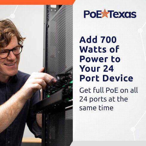 PoE Texas 24 Multi Port IEEE 802.3at PoE+ Injector - Get Full PoE+ On Every Port - Total 700 watt Power - 2.5 Gig Data Rate - Active PoE+ Injector for WiFi Access Points, PTZ Cameras, IP Phones in Kuwait