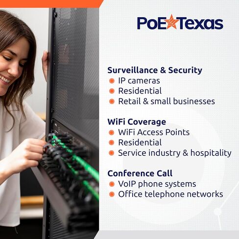 PoE Texas 24 Multi Port IEEE 802.3at PoE+ Injector - Get Full PoE+ On Every Port - Total 700 watt Power - 2.5 Gig Data Rate - Active PoE+ Injector for WiFi Access Points, PTZ Cameras, IP Phones in Kuwait