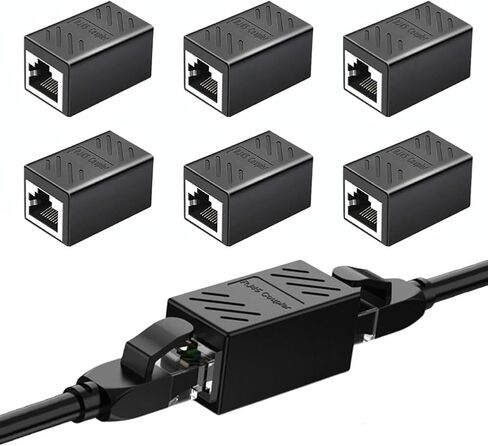 6 حزمة موسع إيثرنت، موسع كابل إيثرنت، وصلة RJ45 أنثى إلى أنثى محول إيثرنت تمديد طول كابل إيثرنت لـ Cat7/ Cat6/ Cat5/ Cat5e (أسود) in Kuwait