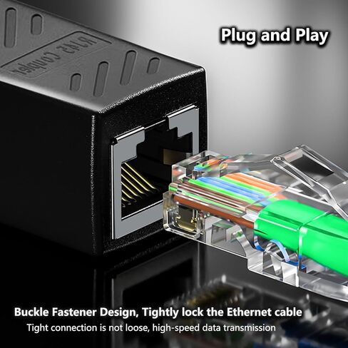 6 حزمة موسع إيثرنت، موسع كابل إيثرنت، وصلة RJ45 أنثى إلى أنثى محول إيثرنت تمديد طول كابل إيثرنت لـ Cat7/ Cat6/ Cat5/ Cat5e (أسود) in Kuwait