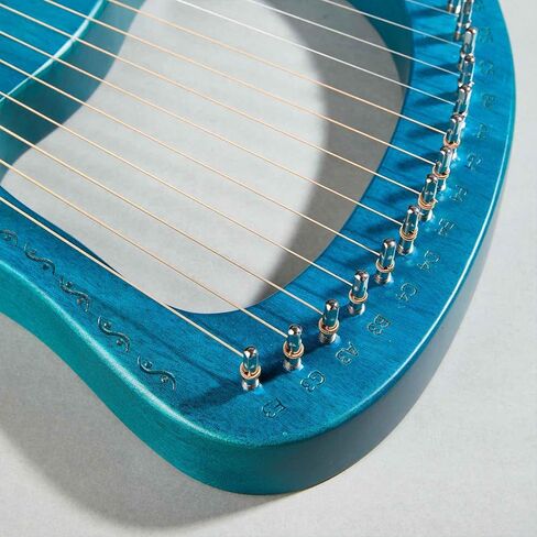 Lyre Harp 19 Metal String Ancient Greece Style Mango Shaped Deer Pattern Box Type Lyra Harp with Tuning Wrench and Instruction Guide for Adult kids and Beginner (Blue) in Saudi Arabia