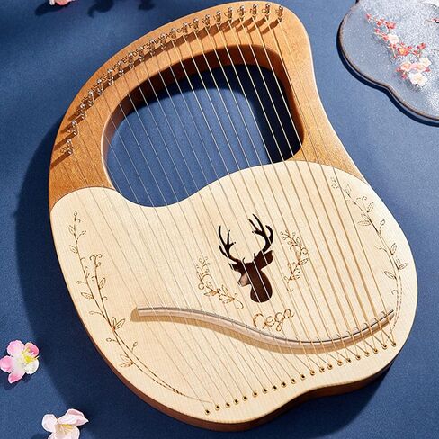 Lyre Harp 19 Metal String Ancient Greece Style Mango Shaped Deer Pattern Box Type Lyra Harp with Tuning Wrench and Instruction Guide for Adult kids and Beginner (Blue) in Saudi Arabia