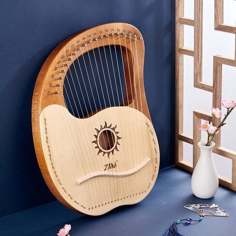 Lyre Harp 19 Metal String Ancient Greece Style Mango Shaped Deer Pattern Box Type Lyra Harp with Tuning Wrench and Instruction Guide for Adult kids and Beginner (Blue) in Saudi Arabia