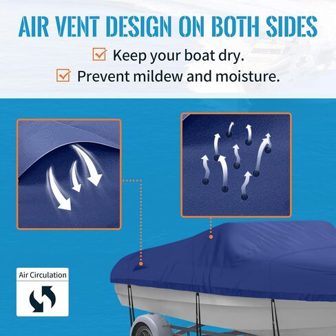NEXCOVER Trailerable Boat Cover, Length: 14’-16’ Beam Width: up to 68", Waterproof Heavy Duty Cover, Fits V-Hull, TRI-Hull, Runabout, Pro-Style, Bass Boat, Storage Bag & Tightening Straps Included. in Saudi Arabia