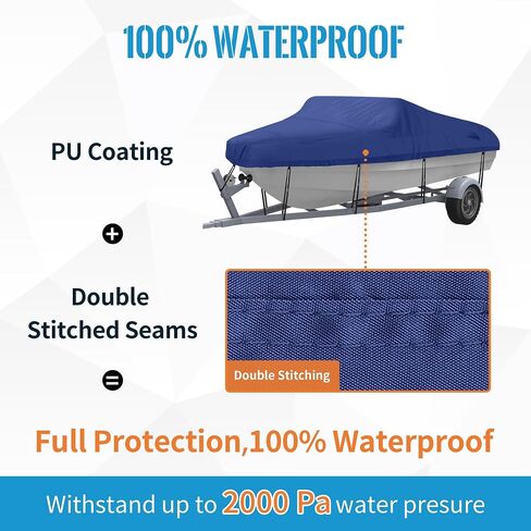 NEXCOVER Trailerable Boat Cover, Length: 14’-16’ Beam Width: up to 68", Waterproof Heavy Duty Cover, Fits V-Hull, TRI-Hull, Runabout, Pro-Style, Bass Boat, Storage Bag & Tightening Straps Included. in Saudi Arabia