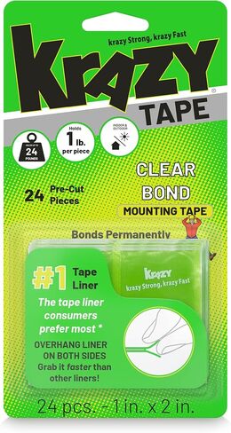 Krazy Tape Clear Double Sided Mounting Tape, 2 Sided Tape, 2 Inch Adhesive Strips (Pack of 8 Pre-Cut Pieces) in Saudi Arabia