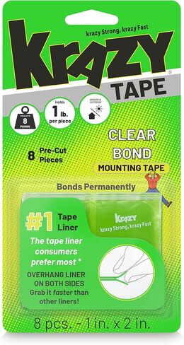 Krazy Tape Clear Double Sided Mounting Tape, 2 Sided Tape, 2 Inch Adhesive Strips (Pack of 8 Pre-Cut Pieces) in Saudi Arabia