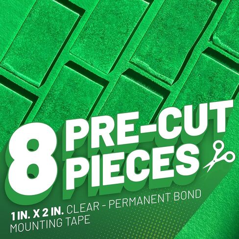 Krazy Tape Clear Double Sided Mounting Tape, 2 Sided Tape, 2 Inch Adhesive Strips (Pack of 8 Pre-Cut Pieces) in Saudi Arabia