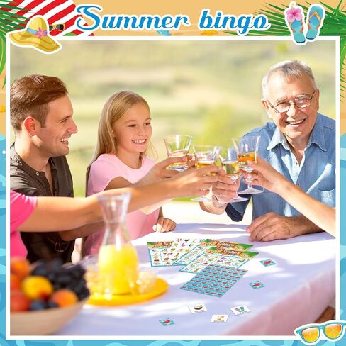 35 Pcs Summer Bingo Games 24 Players Beach Party Bingo Cards Hawaii Summer Games for Boys Girls Adults Family Classroom Activities Tropical Beach Luau Party Favors Supplies in Saudi Arabia