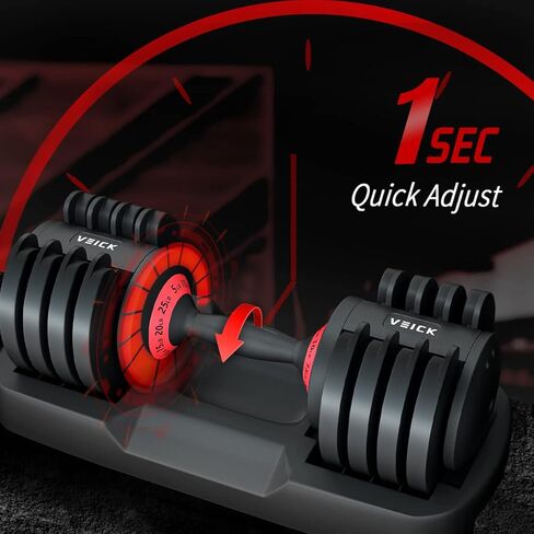 مجموعة دمبل قابلة للتعديل من VEICK، دمبل 5 في 1 مجاني للرجال والنساء، دمبل أسود للصالة الرياضية المنزلية، اللياقة البدنية لكامل الجسم، ضبط سريع عن طريق مقبض الدوران (25/55 رطل) in Kuwait