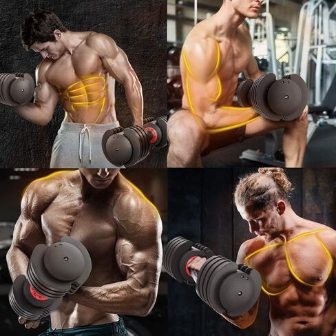 مجموعة دمبل قابلة للتعديل من VEICK، دمبل 5 في 1 مجاني للرجال والنساء، دمبل أسود للصالة الرياضية المنزلية، اللياقة البدنية لكامل الجسم، ضبط سريع عن طريق مقبض الدوران (25/55 رطل) in Kuwait