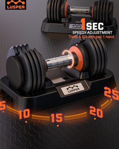 دمبل لوسبر قابل للتعديل، وزن 25 رطل قابل للتعديل، دمبل قابل للتعديل بسرعة 1 ثانية، أوزان مجانية 5 في 1 مع مقبض معدني مضاد للانزلاق، معدات تمرين الصالة الرياضية المنزلية للرجال والنساء in Kuwait