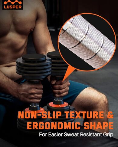 دمبل لوسبر قابل للتعديل، وزن 25 رطل قابل للتعديل، دمبل قابل للتعديل بسرعة 1 ثانية، أوزان مجانية 5 في 1 مع مقبض معدني مضاد للانزلاق، معدات تمرين الصالة الرياضية المنزلية للرجال والنساء in Kuwait