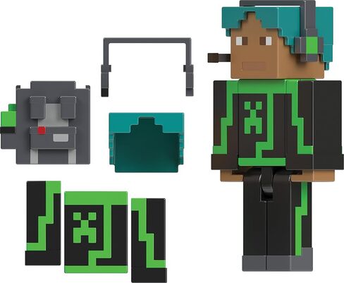 Mattel Minecraft Creator Series Action Figure وملحقاتها، لعبة سترة Camp Enderwood eSports بمقياس 3.25 بوصة ورموز DLC in Saudi Arabia