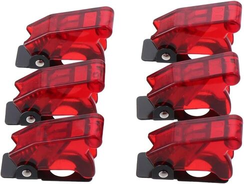 6pcs 12mm Mount Dia Toggle Switch Cover, Red Plastic Mount Dia. Toggle Switch Cover Safety Water Proof Safety Flip Cover Cap in Saudi Arabia
