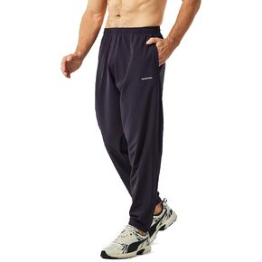 Mens 4-Way Stretch Comfy Athletic Pants Open Bottom - Track Hiking Golf Gym Workout Jogger Pants with Pockets