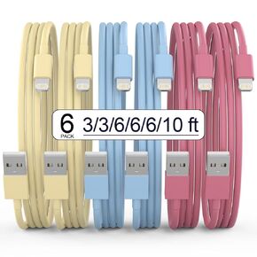 iPhone Charger 6Pack 3/3/6/6/6/10 FT [Apple MFi Certified] Lightning Cable Fast Charging iPhone High Speed Transfer Compatible with iPhone 14/13/12/11/Pro Max/SE/XR/XS/X/8/7 Plus iPad AirPods