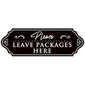 Please Leave Packages and Deliveries Here Sign，Self-Adhesive Waterproof Vinyl Delivery Signs for Packages, Place Packages Here Sign Sticker for Home，Office，Shop，Box, Door 10.2''x3.4''