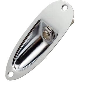 1/4" (6.35mm) Boat Style Loaded Guitar Output Input Jack Socket Plate and Screws for Fender Strat Stratocaster Electric Guitar, Chrome