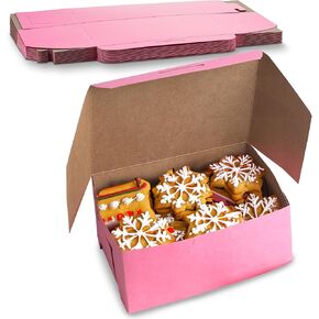 MT Products Pink Cookie Boxes 6" x 4 1/2" x 2 3/4" - Elegant Bakery Boxes No-Window (Pack of 25) - Made in the USA