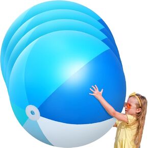 Ceenna 4 Pcs Inflatable Large Beach Ball 5 Feet Giant Pool Toy Balls Summer Swimming Toys Parties PVC Plastic Jumbo Ball for Adult Family Pool Float Birthday Game Decoration