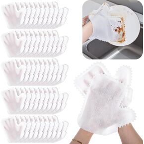 70 Pcs White Microfiber Dusting Cloths Gloves, Dusting Mitt Microfiber Dusting Cloth Replaces Dust Wipes Feather Dusters, Pet Hair Cleaning Possible Dual-Sided Disposable Dusting Gloves