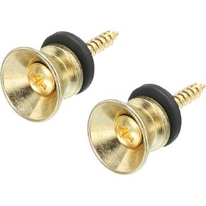 MECCANIXITY Guitar Strap Button Buckle Lock Metal Small End Pins Sets Gold with Felt Washer for Guitar Bass, Pack of 2 PCS