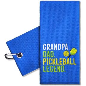ERHACHAIJIA Grandpa Dad Pickleball Legend Embroidered Pickleball Sports Towel with Clip. Funny Pickleball Gifts for Men Dad Uncle Grandpa Pickleball Lover, Birthday Retirement