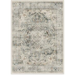 RUGGABLE Sarrah Washable Rug - Perfect Vintage Area Rug for Living Room Bedroom Kitchen - Pet & Child Friendly - Non-Toxic - Stain & Water Resistant - Blue Quartz 5'x7' (Standard Pad)