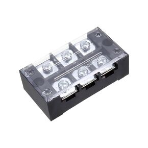 3 Positions Dual Rows 600V 45A Terminal Strip Blocks Barrier Screws (with Cover), [for Wires Connecting, Electronic Circuits] - 1 Pack/Black/TB-4503L