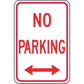 Accuform FRP113RA Engineer-Grade Reflective Aluminum Parking Sign, Legend "NO Parking (Double Arrow)", 18" Length x 12" Width x 0.080" Thickness, Red on White