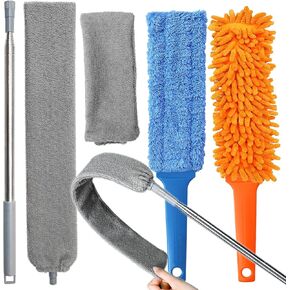 3 Pcs Professional Gap Cleaning Duster Sets, 1 Pcs 100 inch Retractable Gap Dust and 2 Pcs 15 inch Gap Cleaning Dusters, Microfiber Duster, Feather Duster for House Hold