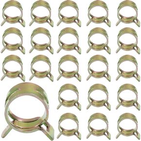 60Pcs 1/2 Inch Spring Band Type Action Hose Clamp, 12mm Black Spring Steel Spring Clip Pipe for Water Pipe (Gold)