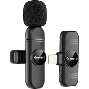 Wireless Microphone for iPhone, iPhone Mic with Smart Noise Cancellation, Omnidirectional Condenser Recording Mic for Interview Video Podcast Vlog YouTube