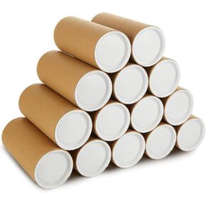 20PCS 3" x 7" Mailing Tubes with Caps, Cardboard Shipping Tubes, Kraft Paper Tube Mailers for Shipping, Packing, Art Prints, Maps, Blueprint
