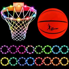 2 Pcs Light Basketball Glow in the Dark Basketball LED Basketball Hoop Lights Remote Control Basketball Rim Lights Waterproof Rim Lights 17 Colors 7 Lighting Modes for Boys Gift Age 12(Number 6)