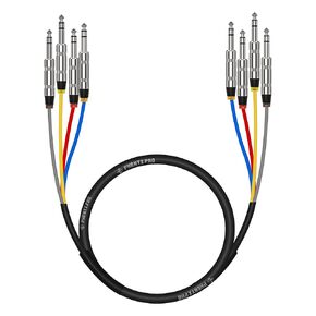 Phenyx Pro 4-Channel TRS Snake Cable, Color-Coded TRS Patch Cable w/24 AWG OFC Copper, 3 Ft TRS Cable, 1/4" Audio Cable, TRS to TRS Balanced 1/4-Inch Cable for Guitar, Bass & AMP (PCBL-QR4IN1-3)
