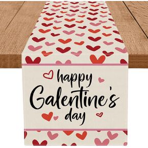 GPGHE Galentines Day Table Runner Love Heart Hello Galentine's Decorations Women's Celebrate Party Kitchen Dining Home Outdoor Decor 13 x 72 Inch