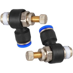 Pneumatic Push To Connect Air Flow Control Valve 6mm Tube OD x 1/4" NPT Male 90 Degree Elbow Switch Valve Adapter Fitting (Pack of 2)
