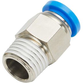 PC-06-02 (5 Pack) 3/8" Tube OD x 1/8" NPT Thread Male Straight Connector Push to Connect Pneumatic Tube Fitting
