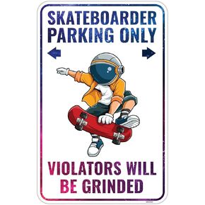 Venicor Skateboard Sign Decor - 9 x 14 Inches - Aluminum - Skateboarding Skate Accessories Stickers Party Decorations Bedroom Room Home Decoration Poster Stuff