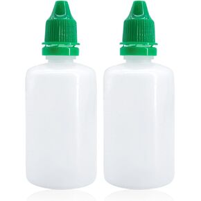 2Pcs Plastic Dropper Bottles, 1.7 oz/50ml Refillable Dropper Bottle with Childproof Cap and Plug, Squeezable Portable Travel Empty Liquid Container Green