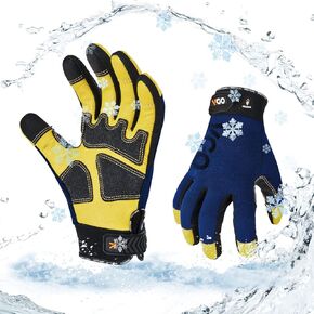 Vgo... 0°C/32°F Winter Pig Leather Work Gloves, Cold Weather Waterproof Safety Work Gloves(PA7726FW)