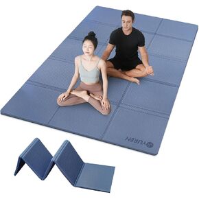 Folding Yoga Mat Extra Large 6'x4' 10mm Thick Workout Mat TPE Yoga Mat Non Slip Exercise Mat with Storage Bag, Large Yoga Mat for Yoga Pilates Floor Exercising